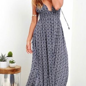 Field day navy maxi print dress